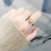 Wholesale Copper Sunflower Rotating Opening Adjustable Folding Finger Ring With Electroplating Treatment