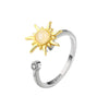 Wholesale Copper Sunflower Rotating Opening Adjustable Folding Finger Ring With Electroplating Treatment