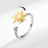 Wholesale Copper Sunflower Rotating Opening Adjustable Folding Finger Ring With Electroplating Treatment