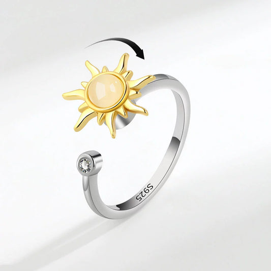 Wholesale Copper Sunflower Rotating Opening Adjustable Folding Finger Ring With Electroplating Treatment