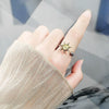 Wholesale Copper Sunflower Rotating Opening Adjustable Folding Finger Ring With Electroplating Treatment