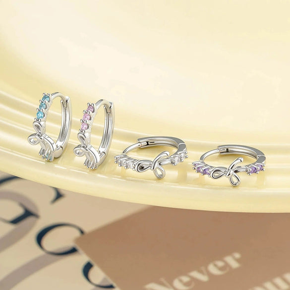 Wholesale Copper Sweet And Cute Bow Earrings Set With Zirconia For Women