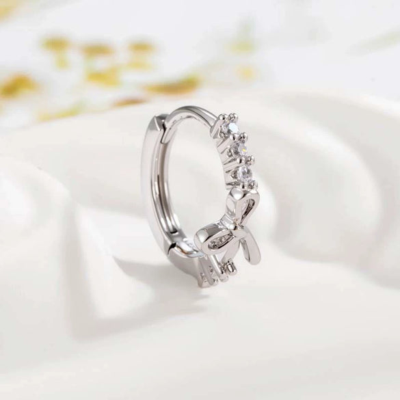 Wholesale Copper Sweet And Cute Bow Earrings Set With Zirconia For Women