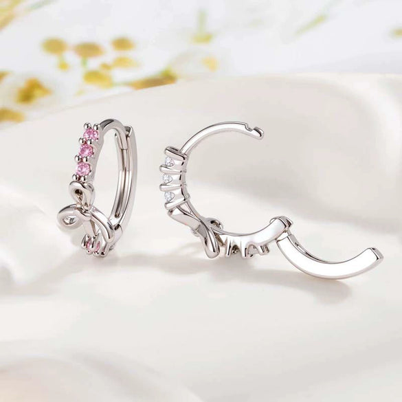 Wholesale Copper Sweet And Cute Bow Earrings Set With Zirconia For Women