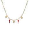 Wholesale Copper Sweet Fruitstyle Pendant Necklace With Dripping Oil Treatment And Pearl Chain