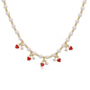 Wholesale Copper Sweet Fruitstyle Pendant Necklace With Dripping Oil Treatment And Pearl Chain