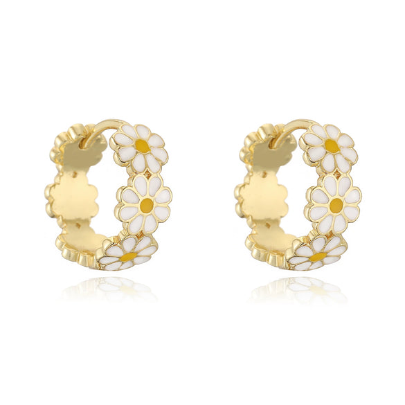 Wholesale Copper Sweet Style Flower Shape Dripping Oil Earrings For Women