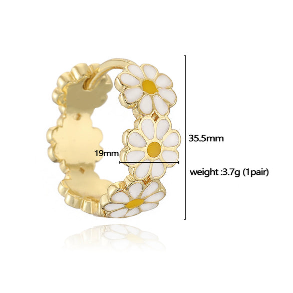 Wholesale Copper Sweet Style Flower Shape Dripping Oil Earrings For Women