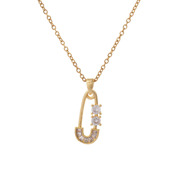 Wholesale Copper Titanium Steel Ochain Necklace For Women With Microinlaid Zircon Paper Clip Pendant Light Luxury Geometric Electroplated Style