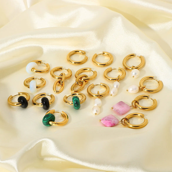 Wholesale Copper Turquoise Irregular Baroque Pearl Stone Element Pendant Earrings Electroplated