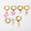 Wholesale Copper Turquoise Irregular Baroque Pearl Stone Element Pendant Earrings Electroplated