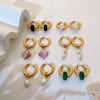Wholesale Copper Turquoise Irregular Baroque Pearl Stone Element Pendant Earrings Electroplated