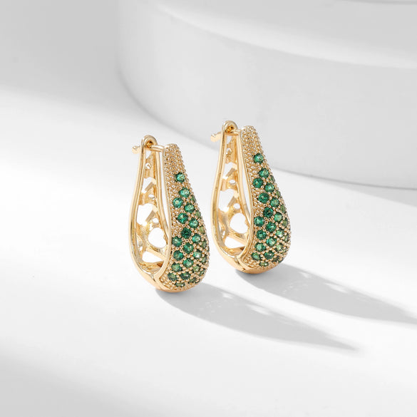 Wholesale Copper U Shaped Diamond Set Elegant Retro Fashion Earrings