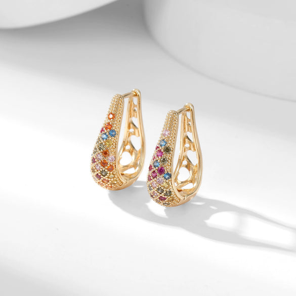 Wholesale Copper U Shaped Diamond Set Elegant Retro Fashion Earrings