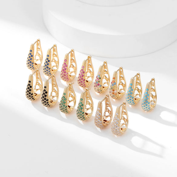 Wholesale Copper U Shaped Diamond Set Elegant Retro Fashion Earrings