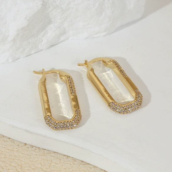 Wholesale Copper Ushaped Geometric Horseshoe Buckle Earrings With Microinlay Style For Women