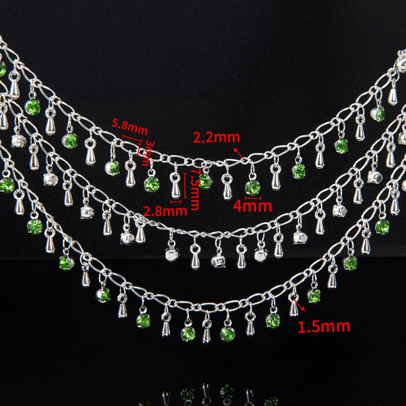 Wholesale Copper Water Drop Pendant Chain With Rhinestones And Butterfly Pattern Electroplated For Diy Necklace And Bracelet