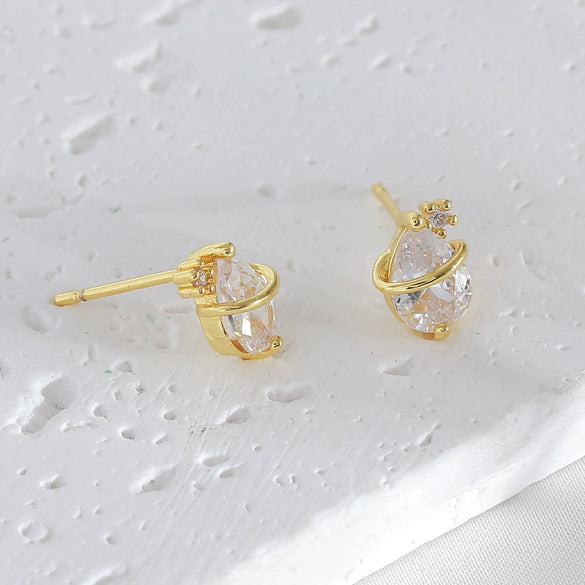 Wholesale Copper Water Drop Shape Electroplated Simple Style Women's Earrings Jewelry
