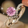 Wholesale Copper Women's Couple Ring With Inlaid Zircon Princess Style Geometric Pattern Four Claw Setting