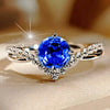 Wholesale Copper Women's Couple Ring With Inlaid Zircon Princess Style Geometric Pattern Four Claw Setting