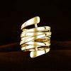 Wholesale Copper Women's Fashion Exaggerated Multilayer Winding Ring With Geometric Lines And Electroplating Treatment