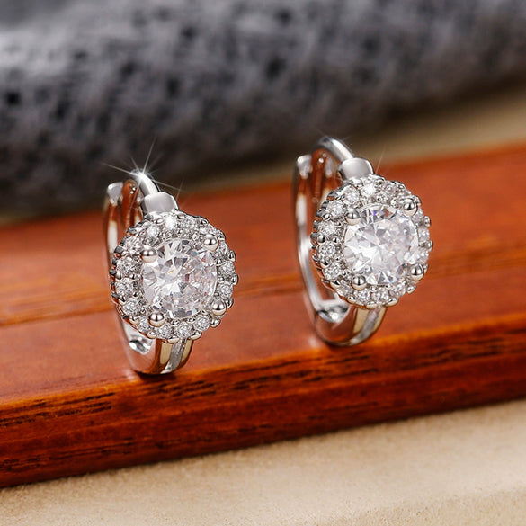 Wholesale Copper Women's Fashion Jewelry Geometric Microinlaid Zircon Earrings