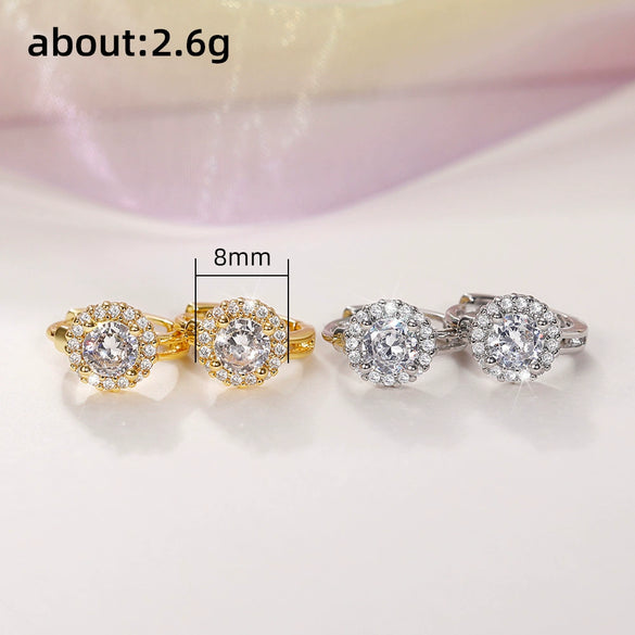 Wholesale Copper Women's Fashion Jewelry Geometric Microinlaid Zircon Earrings