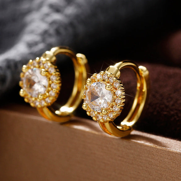 Wholesale Copper Women's Fashion Jewelry Geometric Microinlaid Zircon Earrings