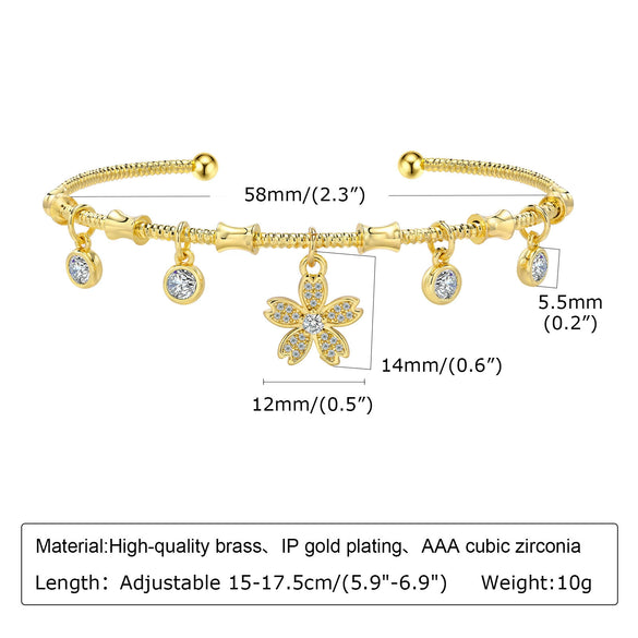 Wholesale Copper Women's Fashion U Shaped Electroplated Zircon Open Bracelet