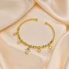 Wholesale Copper Women's Fashion U Shaped Electroplated Zircon Open Bracelet
