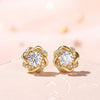 Wholesale Copper Women's Fragrant Flower Earrings With Four Leaf Clover Design And Zircon Styling