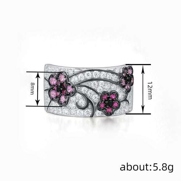 Wholesale Copper Women's Fresh Style Geometric And Flower Patterned Ring Jewelry With Zirconia Design
