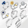 Wholesale Copper Women's Geometric Flower Butterfly Swivel Ring Set With Electroplating