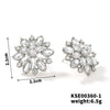 Wholesale Copper Women's Geometric Sunflower Double Layer Zircon Earrings Jewelry Accessories