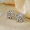 Wholesale Copper Women's Geometric Sunflower Double Layer Zircon Earrings Jewelry Accessories