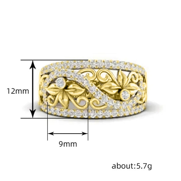 Wholesale Copper Women's Hollowout Flower Ring With Zircon