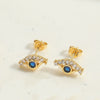 Wholesale Copper Women's Ins Style Geometric Blue Eyes Devil's Eye Microinlaid Zircon Earrings With Electroplating