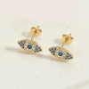 Wholesale Copper Women's Ins Style Geometric Blue Eyes Devil's Eye Microinlaid Zircon Earrings With Electroplating