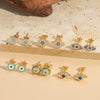 Wholesale Copper Women's Ins Style Geometric Blue Eyes Devil's Eye Microinlaid Zircon Earrings With Electroplating