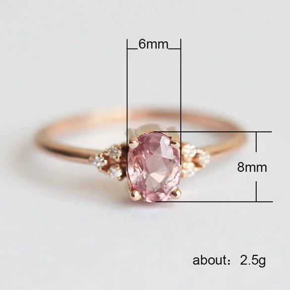 Wholesale Copper Women's Jewelry Pink Zircon Goose Egg Shape Geometric Engagement Ring