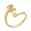 Wholesale Copper Women's Microinlaid Zircon English Letter Open Ring Jewelry Accessories With Electroplating