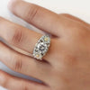 Wholesale Copper Women's Pastoral Style Single Ring With Flower And Geometric Pattern And Zirconia Inlaid