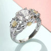 Wholesale Copper Women's Pastoral Style Single Ring With Flower And Geometric Pattern And Zirconia Inlaid