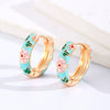 Wholesale Copper Women's Personality Flower Dripping Oil Circle Earring
