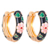 Wholesale Copper Women's Personality Flower Dripping Oil Circle Earring