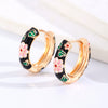 Wholesale Copper Women's Personality Flower Dripping Oil Circle Earring