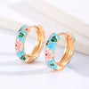 Wholesale Copper Women's Personality Flower Dripping Oil Circle Earring