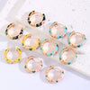Wholesale Copper Women's Personality Flower Dripping Oil Circle Earring