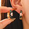 Wholesale Copper Women's Personality Flower Dripping Oil Circle Earring