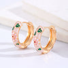 Wholesale Copper Women's Personality Flower Dripping Oil Circle Earring